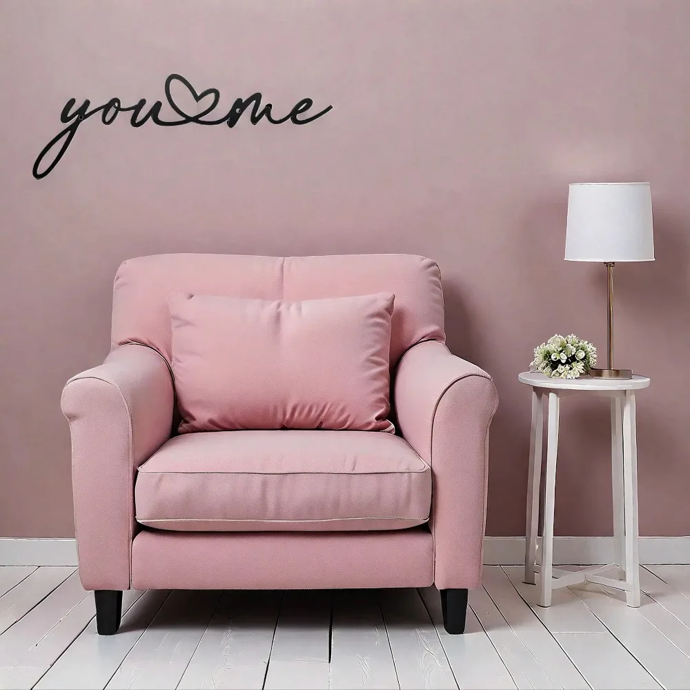 You and Me Herz-Wandschild aus Metall, wasserfeste Heimdekoration für Wohnzimmer, Schlafzimmer, Hochzeitsgeschenk