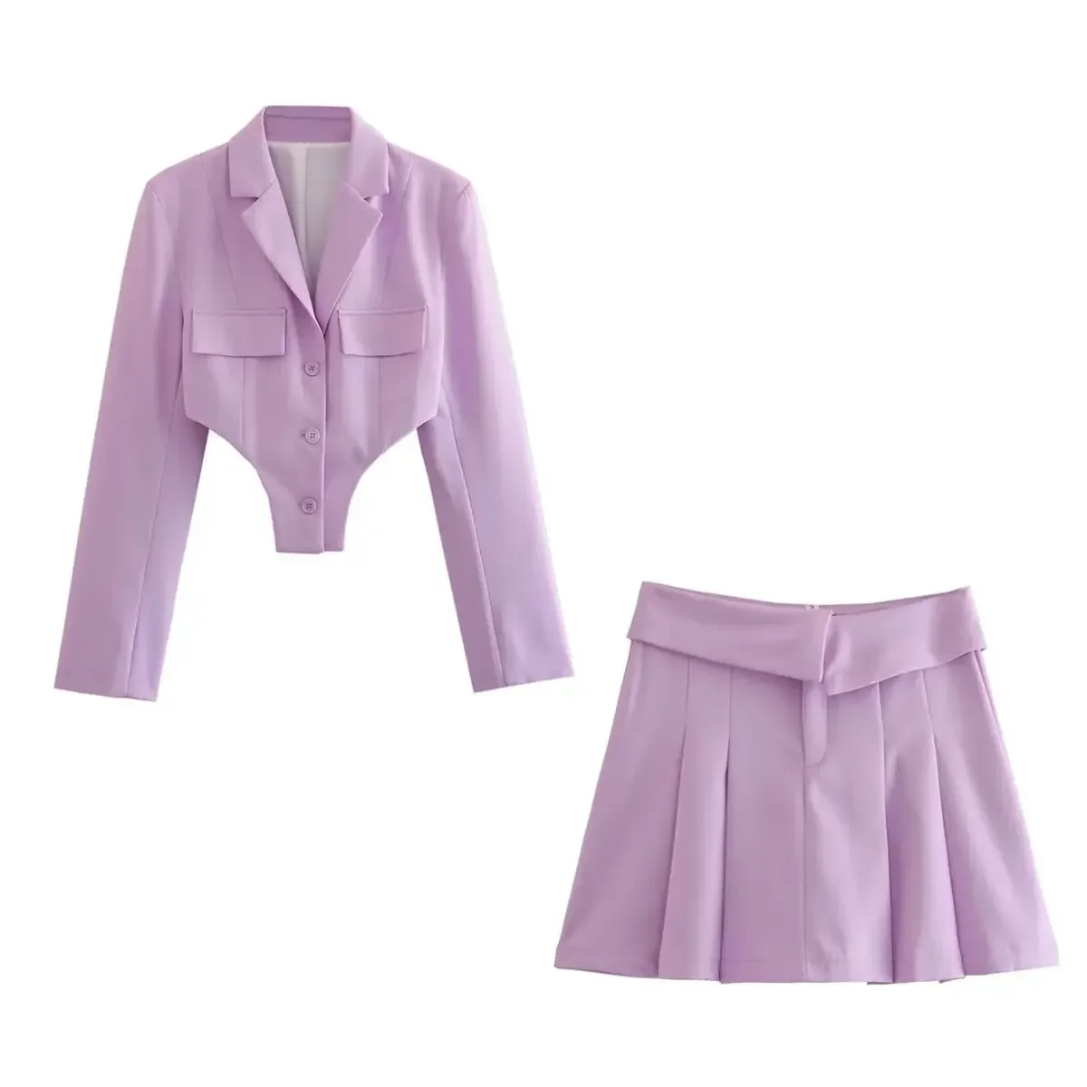 Conjunto de saia sexy de algodão feminino, blazer e vestido de baile, jaqueta casual, casaco de menina quente, roupas femininas, primavera, 2 peças