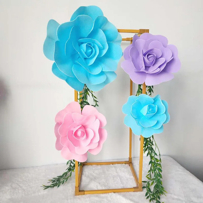 DIA15/20/30CM PE Foam Flat Bottom Artificial Flower Sticking Wall Artificial Flower Wedding Ceremony Site Plant Wall Decoration