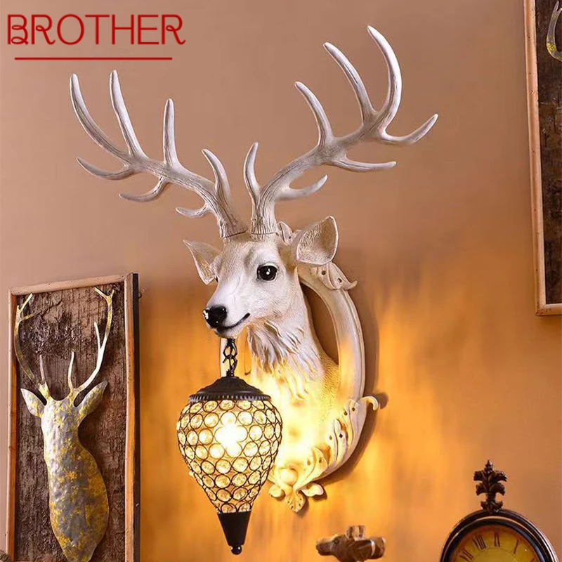 

BROTHER Contemporary Antler Wall Lamp Personalized And Creative Living Room Bedroom Hallway Aisle Decoration Light