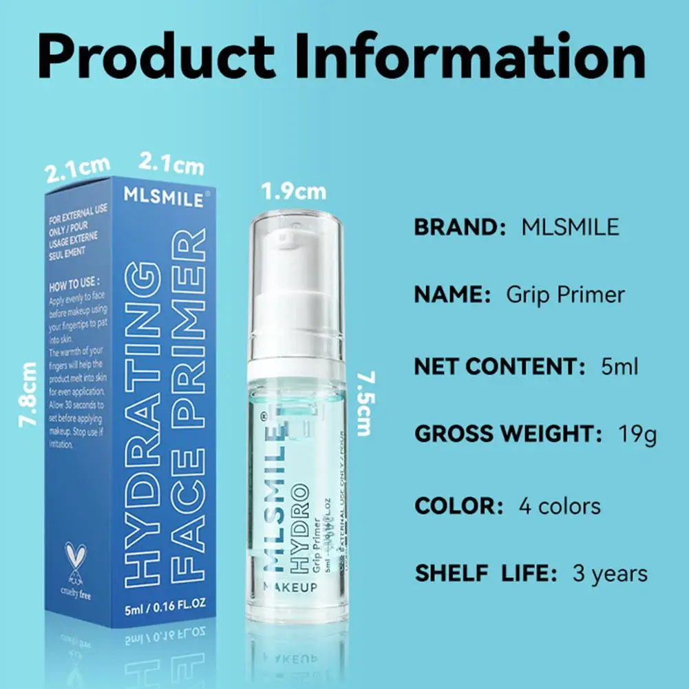 5Ml Hydraterende Gezichtsbasis Primer Hydraterende Gezicht Pre Make-Up Gel Egaliseert Olie Controle Huid Verheldert Onzichtbare Poriën