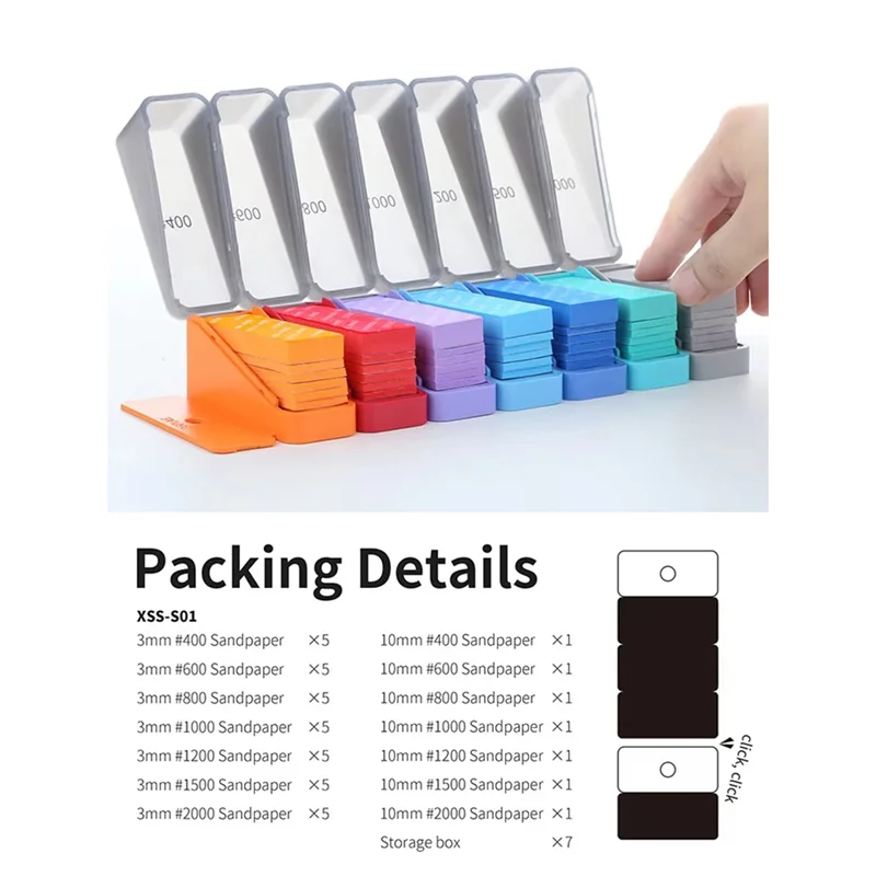 AB42-XSS-S01 Storage Included Power Sponge Sandpaper Set 3Mm 10Mm Case Soft Fit For Curved Surfaces Comfortable Grinding Tool