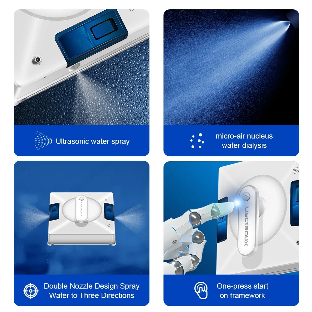 창 청소 로봇 이중 물 스프레이 센서 자동 유리 젖은 걸레 홈 바닥 창 로봇 진공 청소기