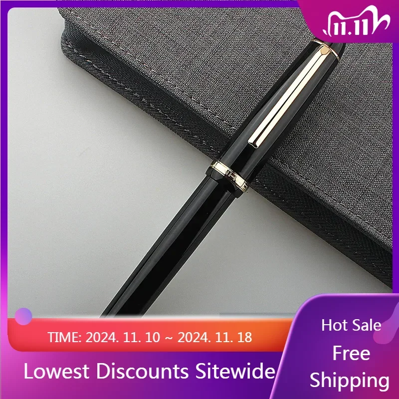 

New JINHAO 350 Resin Black Fountain Pen Fine F/M 0.5/0.7mm Nib Ink Pen Student WIth Clip Office School Writing Smooth Gift