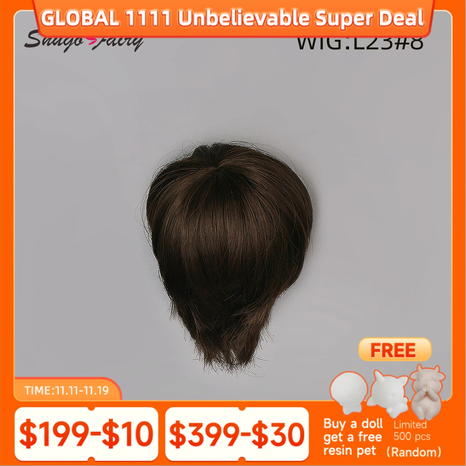 

Парик Shuga Fairy Bjd, волосы куклы 1/6, парики BJD с челкой, короткие волосы, персики, окружность головы 18 см, аксессуары для кукол