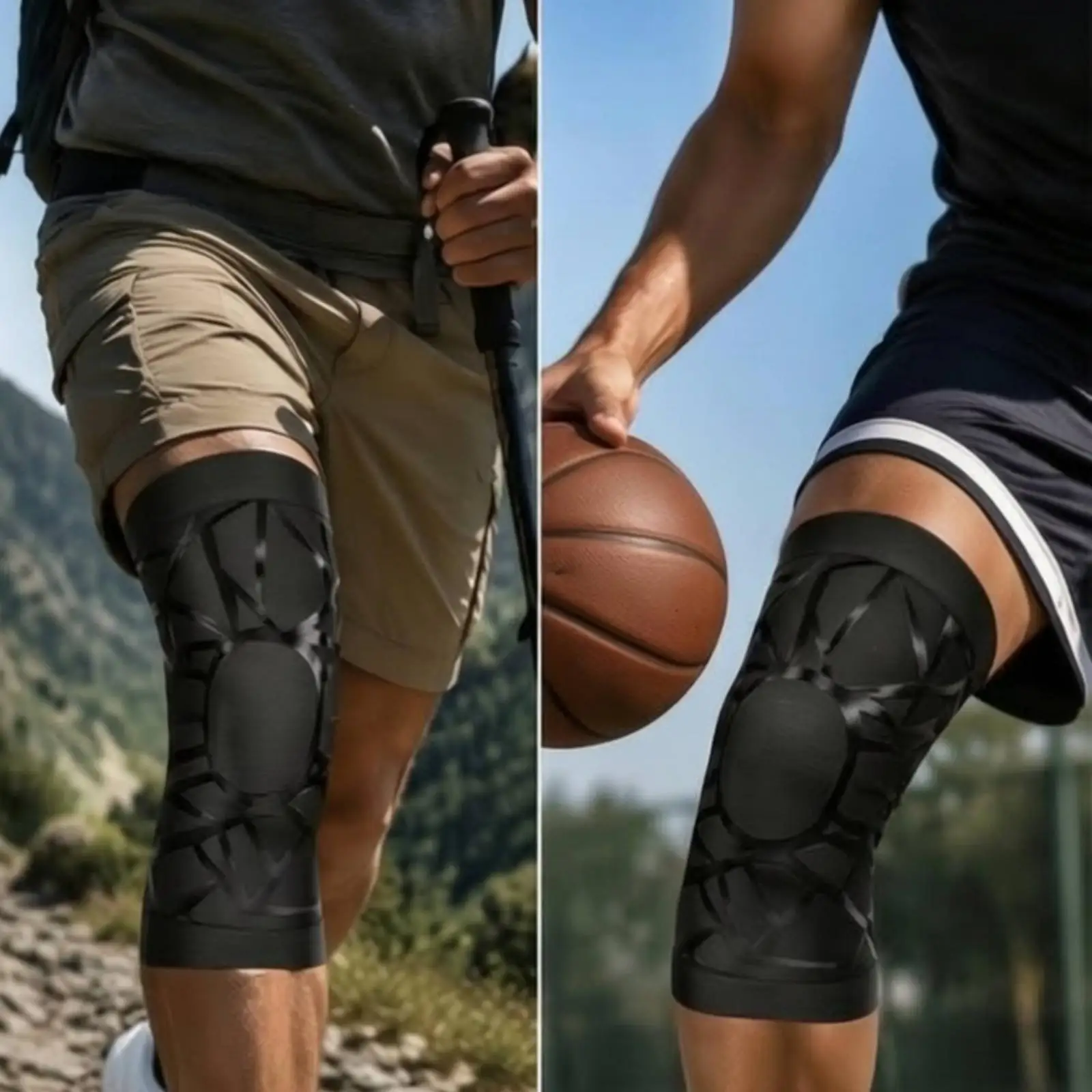 Anti Slip Knee Compression Sleeve for Men Women Basketball Fitness Hiking Gear with Impact Padded Support Breathable Mesh