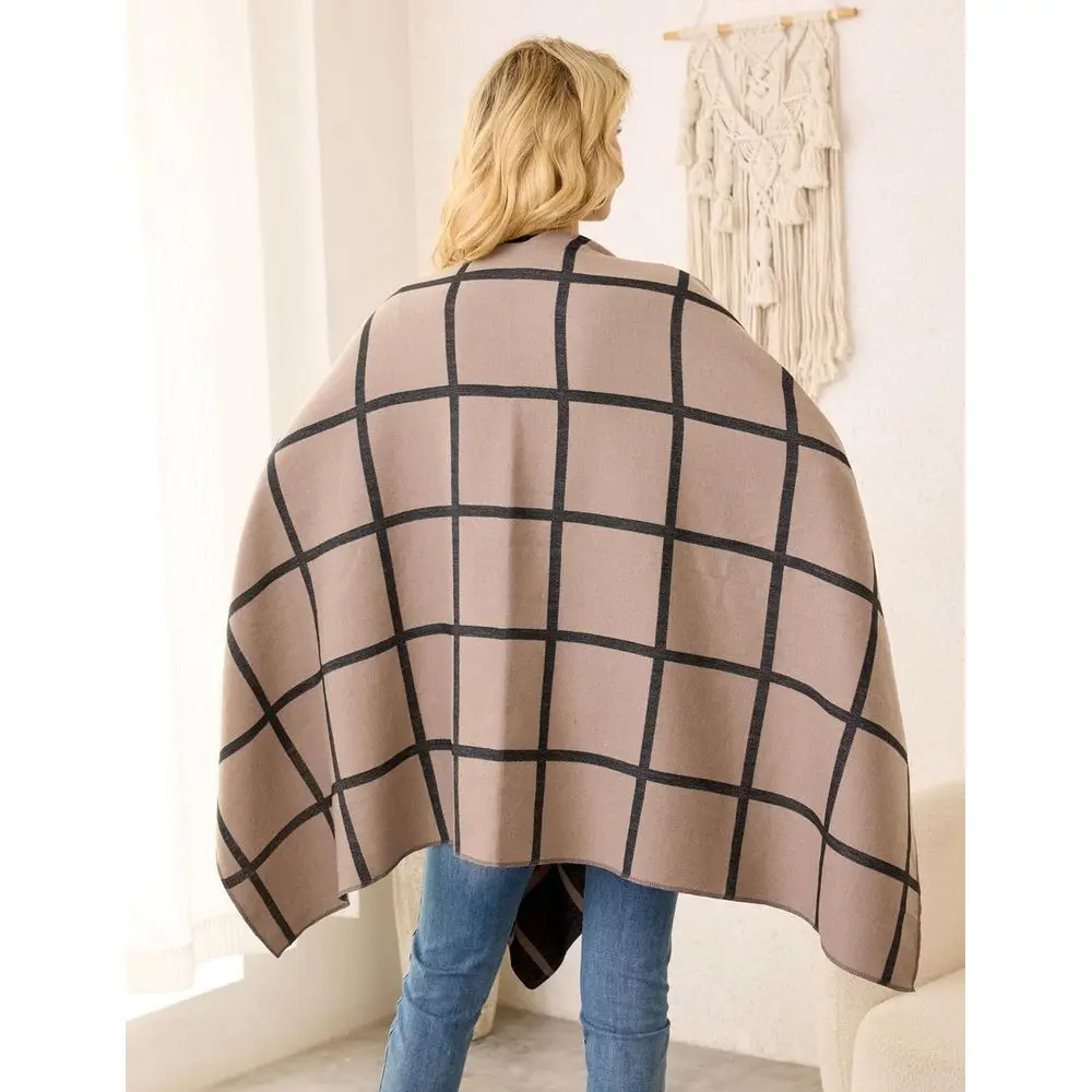 سترات نسائية مريحة شال بونشو - غلاف أمامي مفتوح مثالي لهدايا الخريف والشتاء