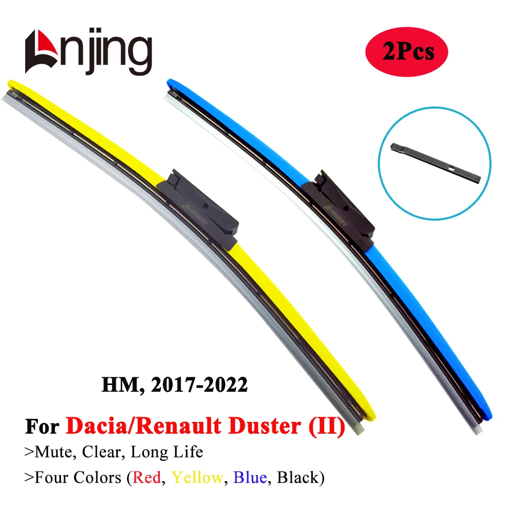 LNJING Colorful Hybrid Wiper Blades For Dacia Renault Duster HM Pick Up 2017 2018 2019 2020 2021 2022 Car Exterior Accessories