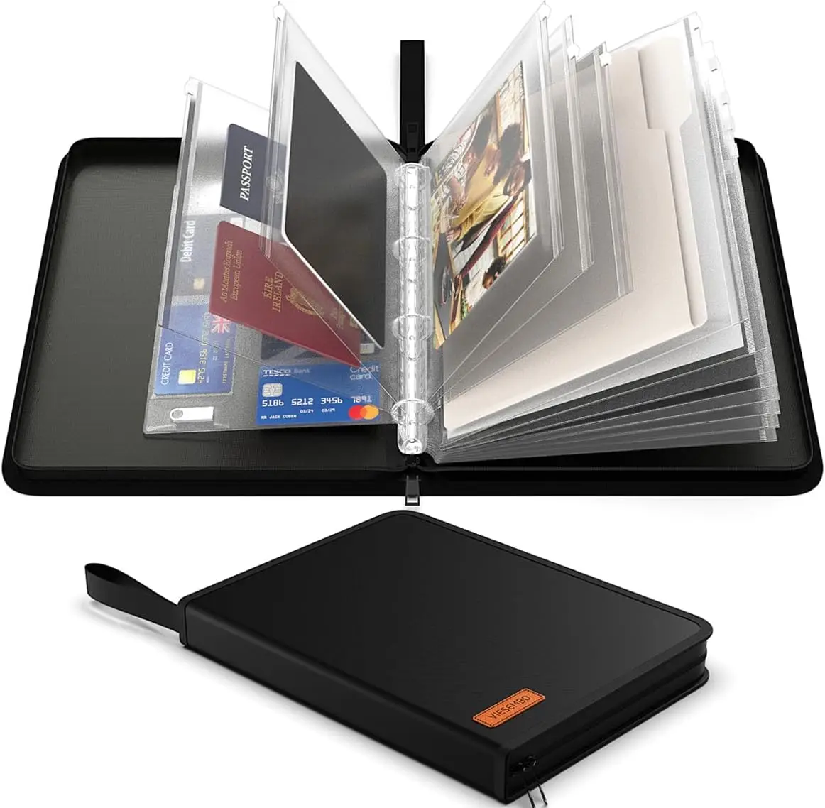 

Огнестойкий водонепроницаемый органайзер для документов: папка для свидетельств о рождении, счетов, квитанций - черный