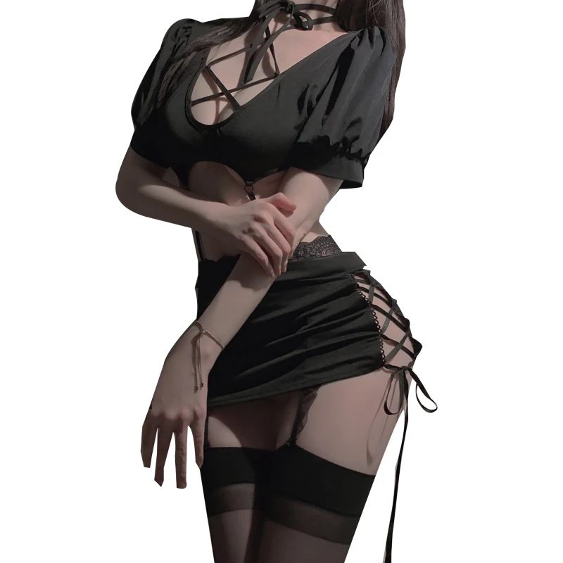 

Jimiko Sexy Women Costumes Cosplay Secretary Uniform Students Outfits Black Dress Adult Playwear 18+ 19 event women costume Hot