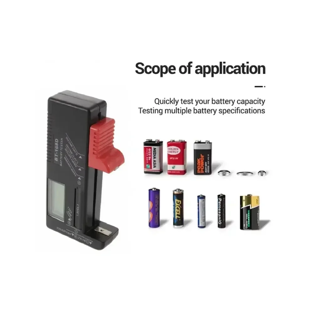 BT-168D Battery Tester Universal Digital LCD Tester AA AAA CD 9V 1.5V Button Cell Voltage Battery Voltage Tester