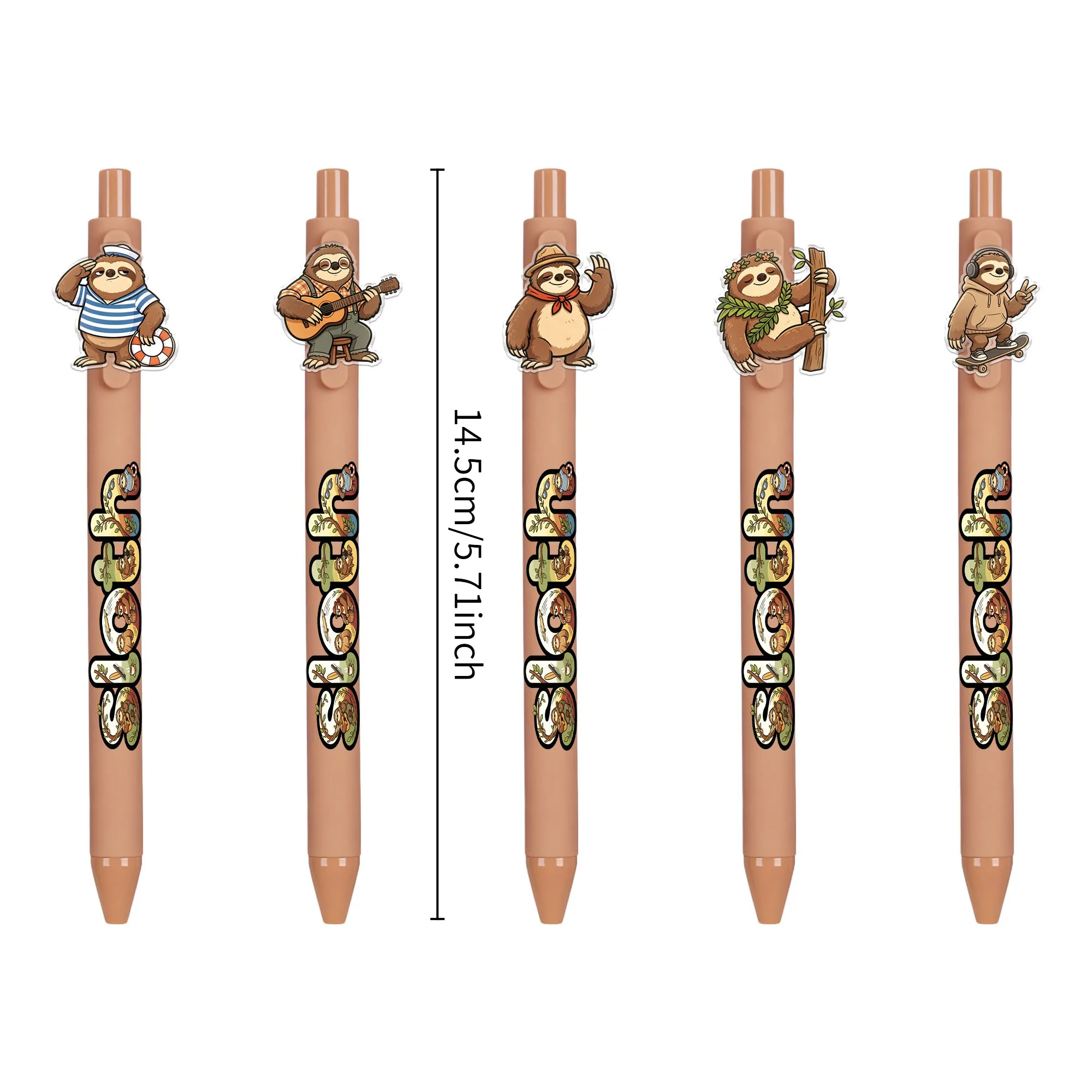 17Pcs Sloth-Themed Ballpoint Pens Are Suitable for Office, Journaling, and Gifts, Easy to Use, with Random Patterns