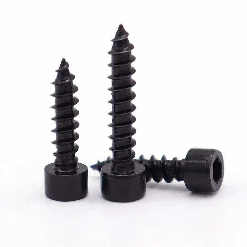10pcs M4 Cross Speaker Black Self Tapping Wood Grain Hexagonal Self Tapping Audio Screw