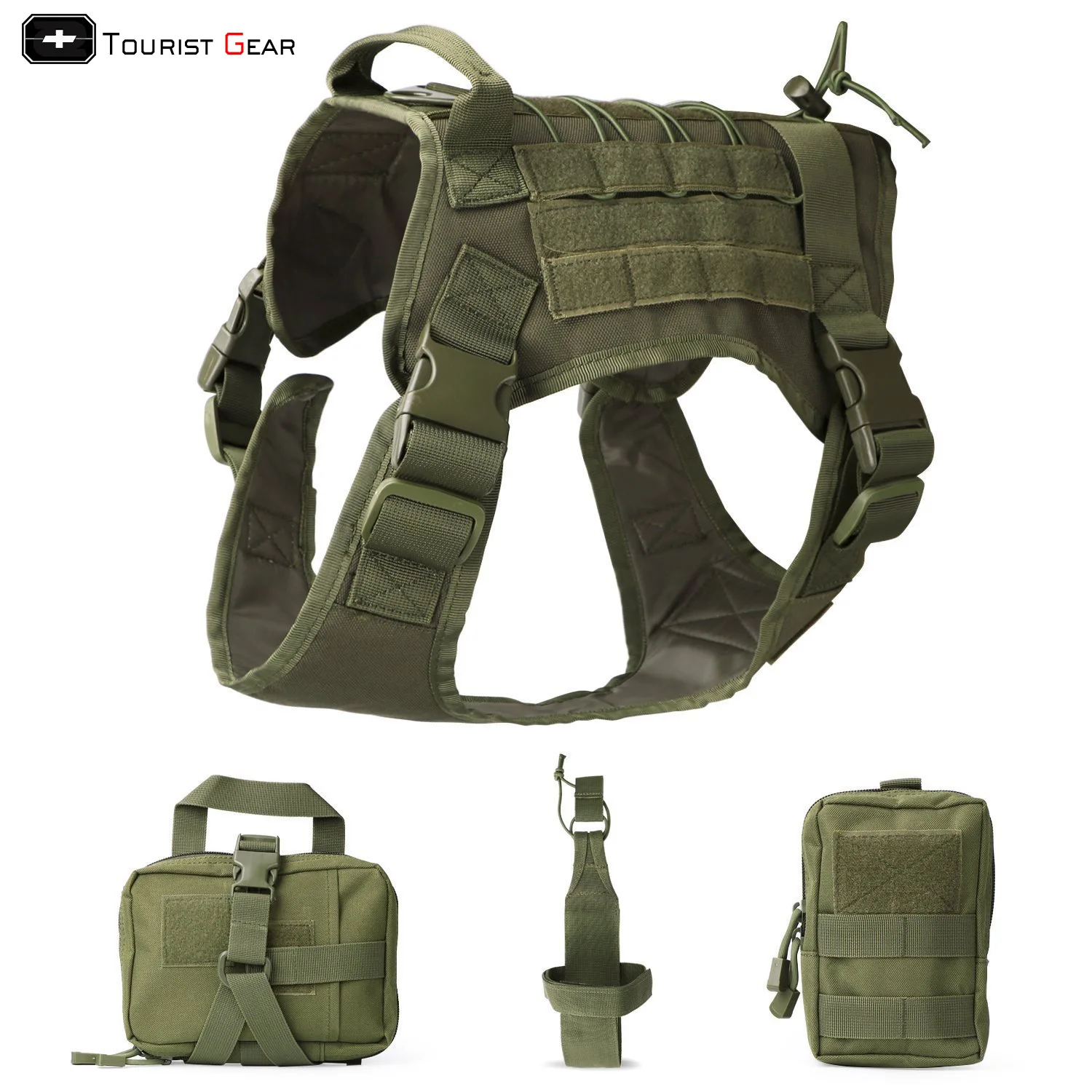 

Military Dog Vest Pet Chest Strap Tactical Dog Training Clothes Paired with Hanger Set Bag