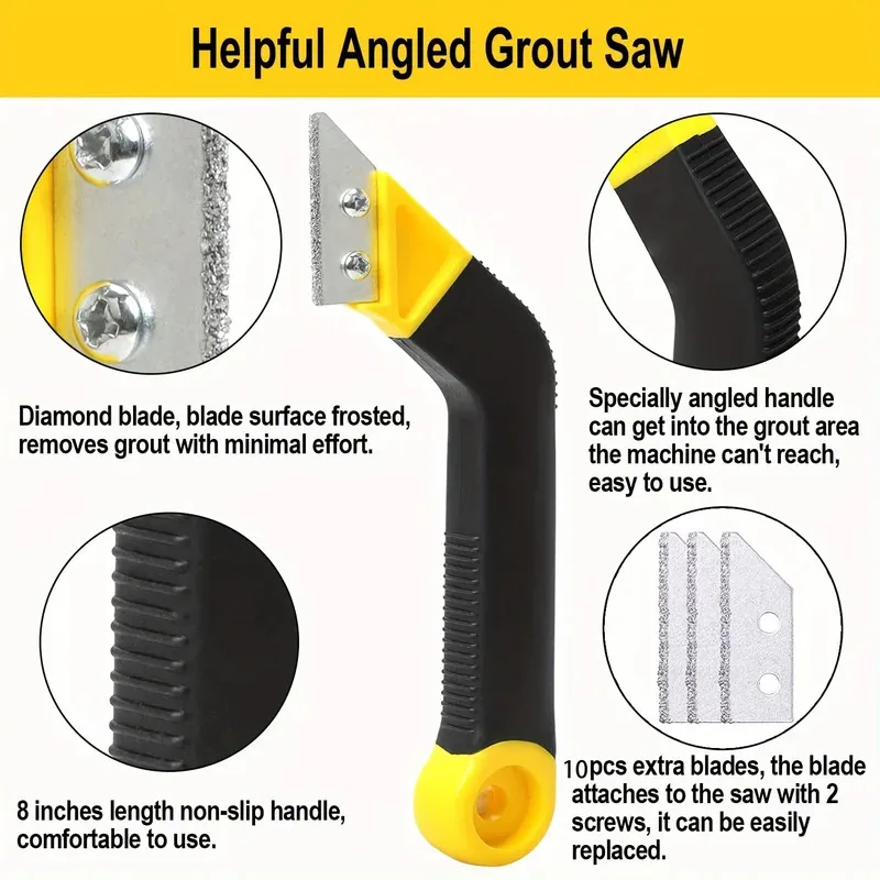 Tile Grout Saw Grout Removal Tool, Angled-Design Grout Hand Saw for Tile Cleaning, Removing Paint and More