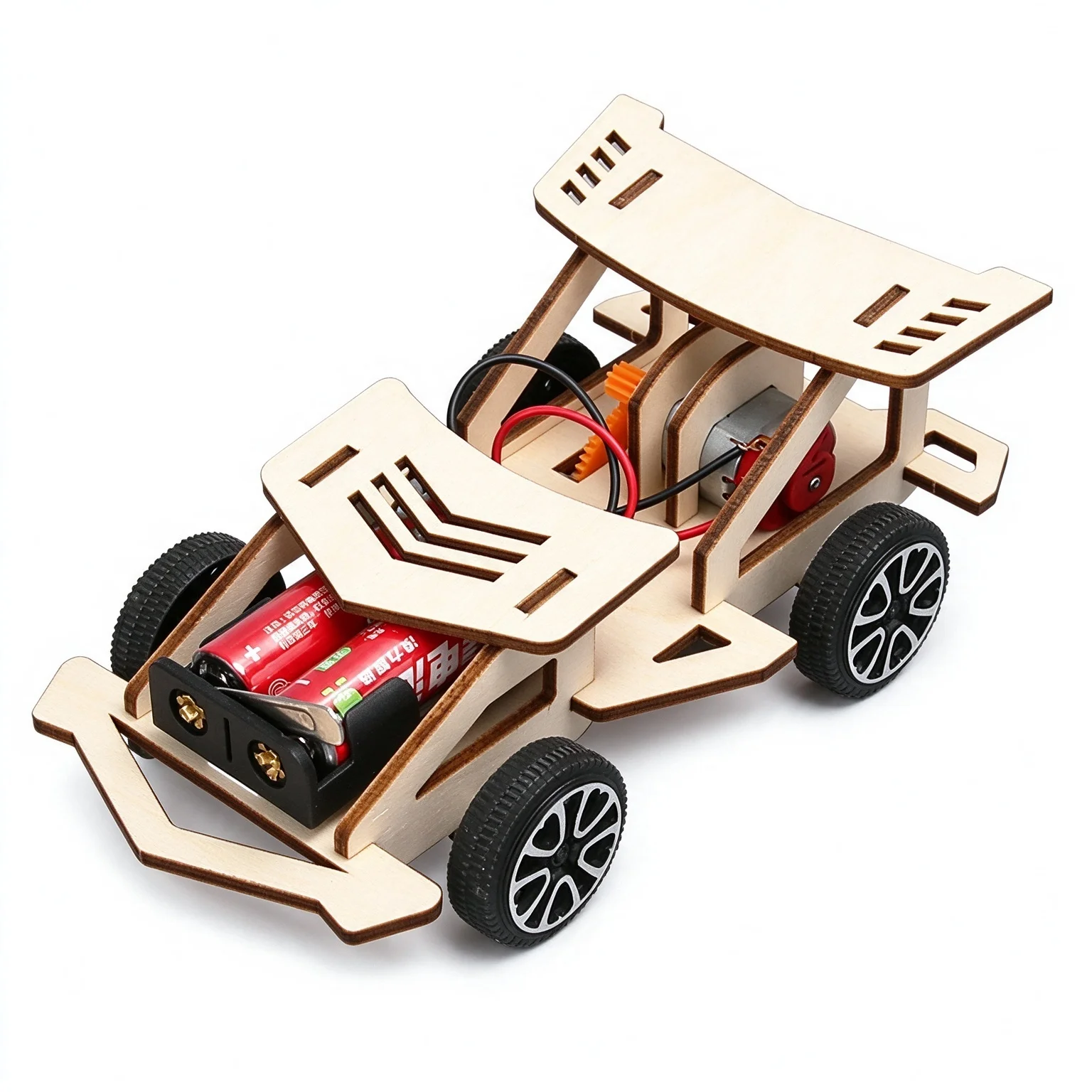 DIY Wooden Electric Racing Car Assembly Kit, Motor Drive Model, STEM Science Experiment Handcraft Set