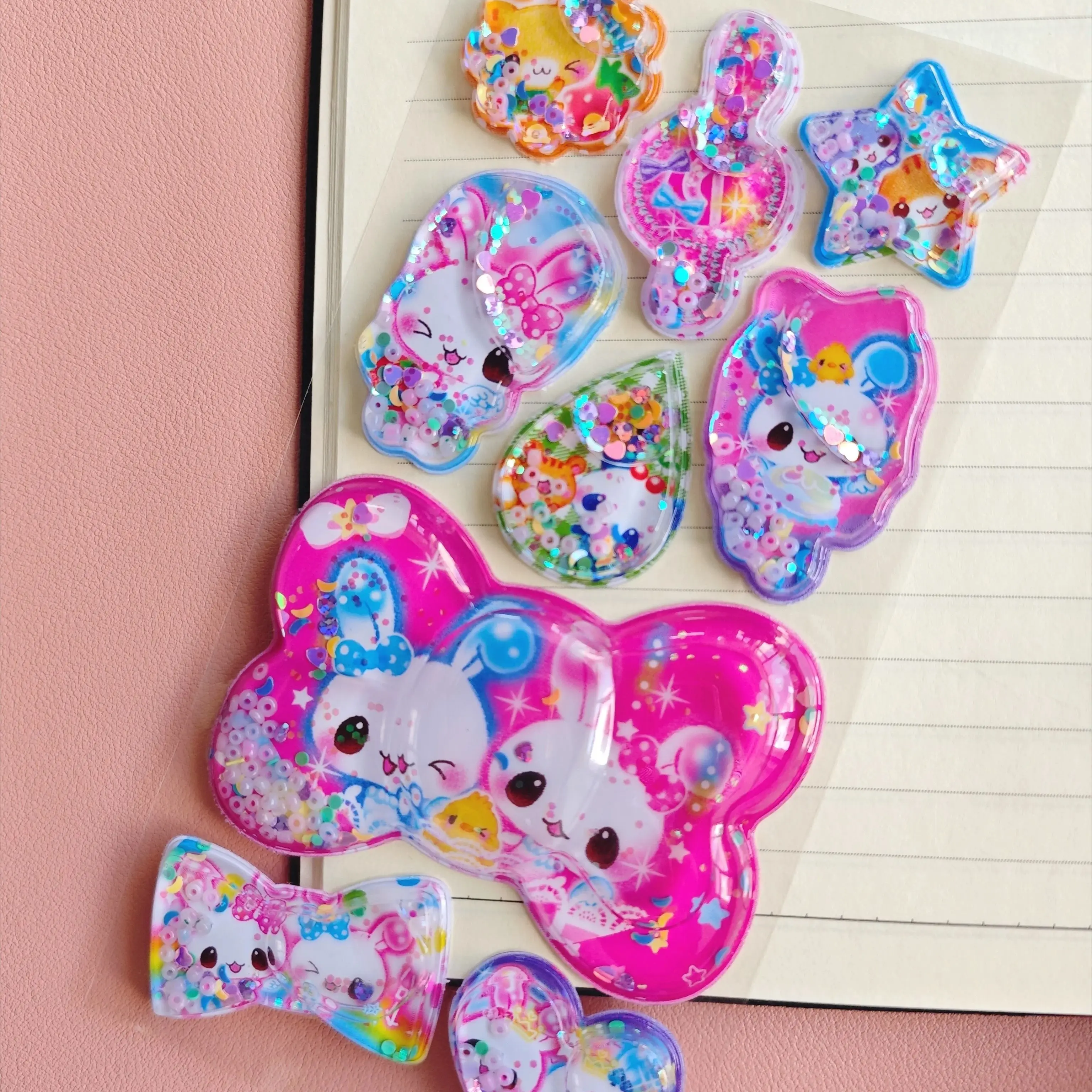 1Sheet Y2K Gen Z Retro Bear Bunny Sequin 3D Shake Sticker Phone Case Decoration Stickers image 3