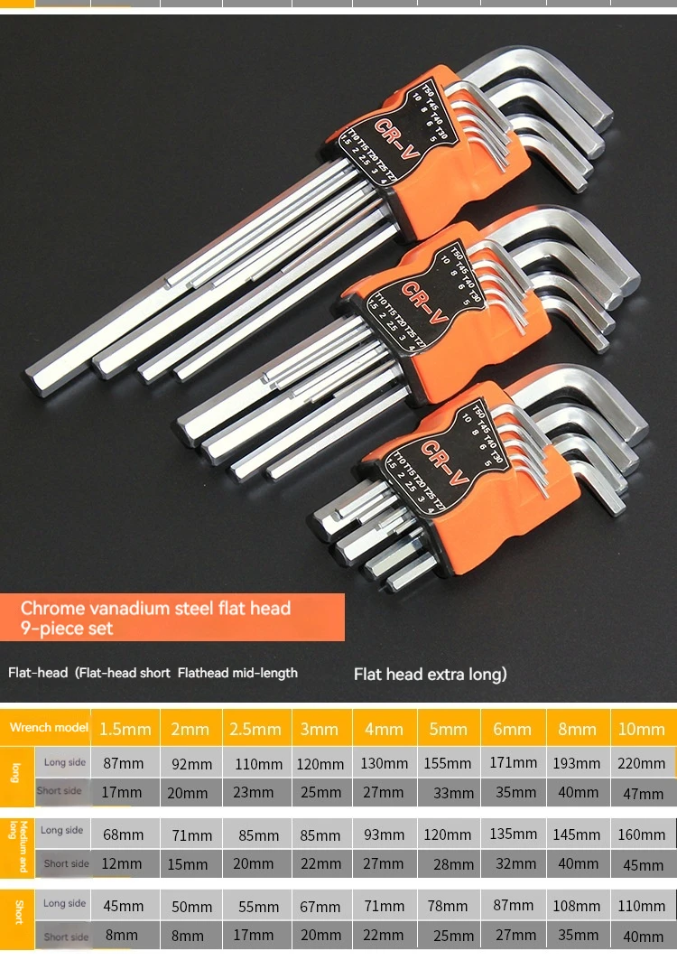 9PCS L Typ Doppel-Ende-Schraubendreher Inbusschlüssel Set Inbusschlüssel Hexagon Flache Kugel Torx Stern Kopf Spanner schlüssel Set Hand Werkzeuge – Detail 9