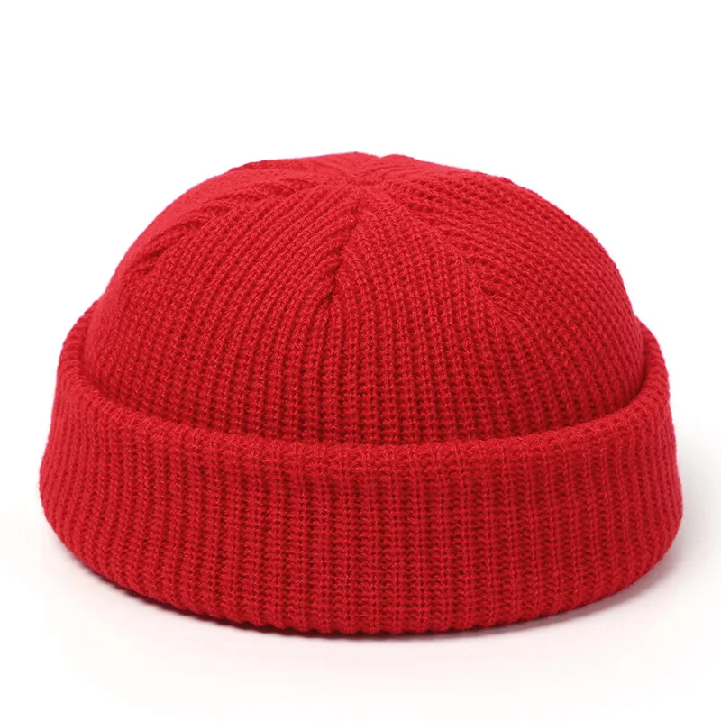 Chapéus de malha para mulheres gorro masculino gorro de inverno retrô sem abas de melão boné de melão manguito docker gorros de pescador chapéus