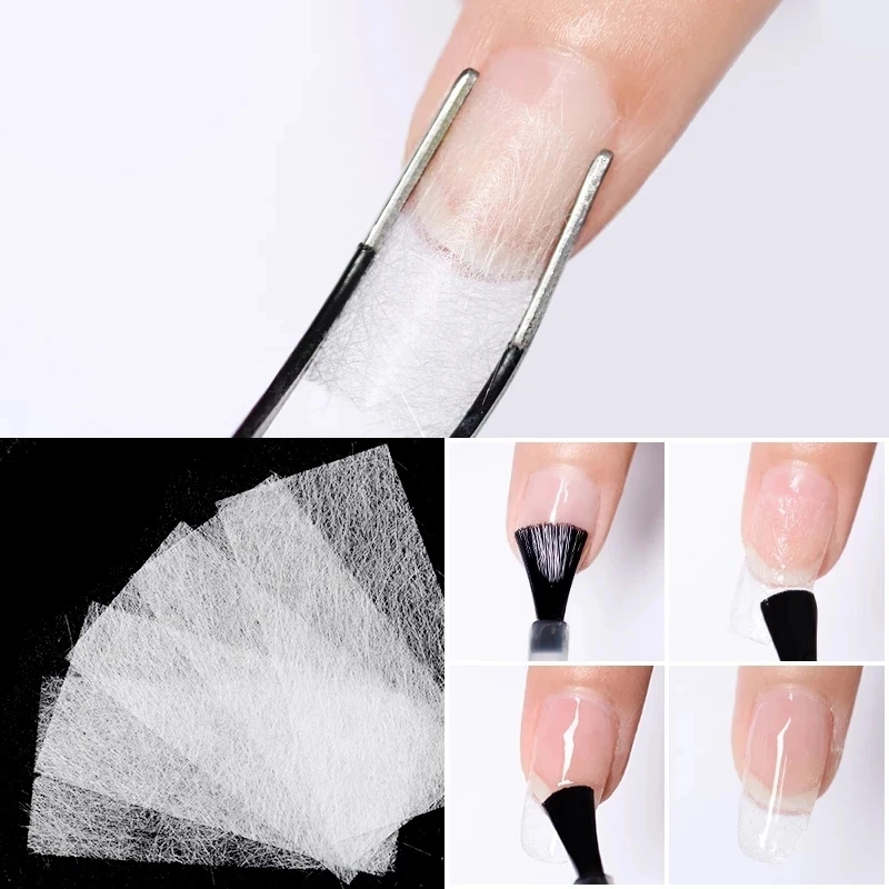 10Pcs Silk Fiberglass For Nail Extension Form Non-Woven Silks UV Gel Building Fiber French Acrylic DIY Manicure Accessories