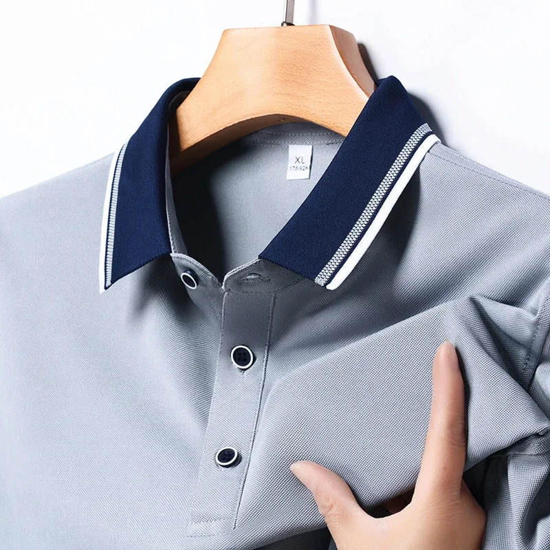 2025 جديد رجال الأعمال عادية قميص بأكمام قصيرة بلون قميص بولو عصري تنفس مريح متعدد الاستخدامات