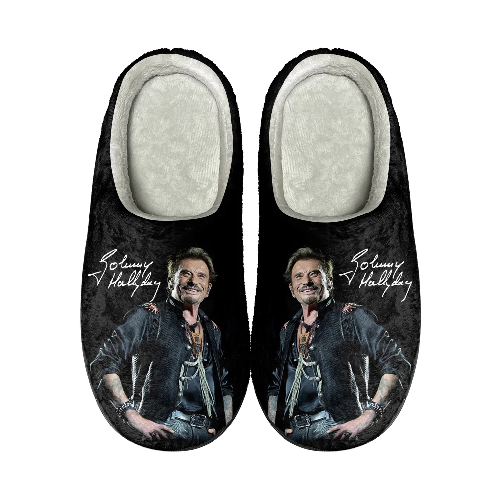 Johnny Hallyday rockowa gwiazda domu bawełniane kapcie wysokiej jakości Unisex pluszowe moda na co dzień buty trzymające ciepło pantofel termiczny