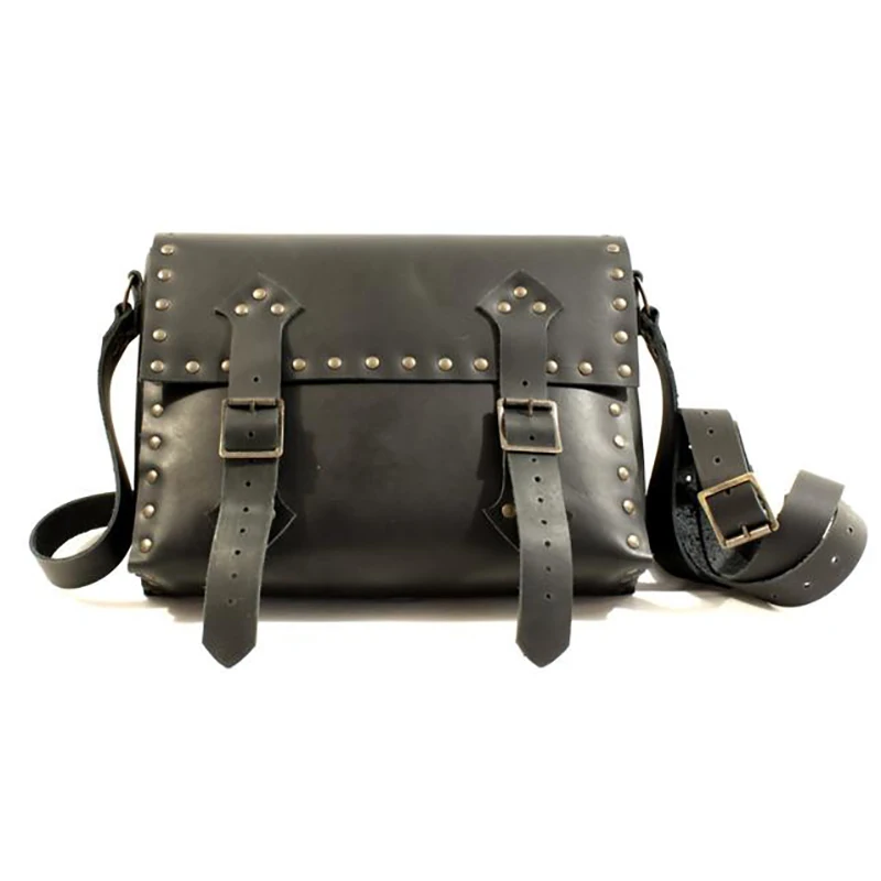 Medieval Steampunk Leather Satchel Motorcycle Gothic Shoulder Belt Messenger Bag Viking Antique Accessory For Cosplay Costume