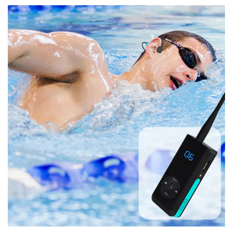 

High Quality 2022 Swimming Teaching IPX67 IPX8 Bone Conduction Earphone Headphones With Transmitter Radio