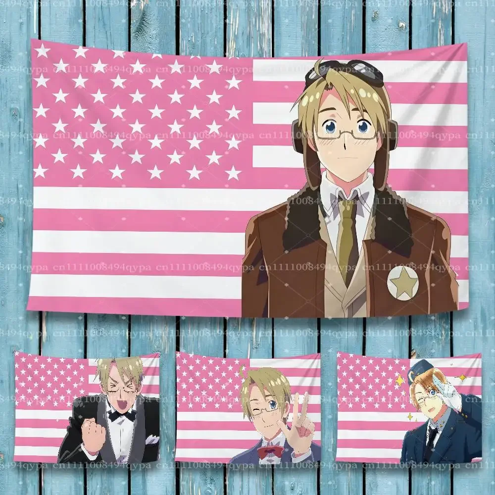 Alfred Jones H-Hetalia APH America American Flag with 4 Grommets Tapestry for Wall College Dorm Decor Outdoor Bedroom HD Banner