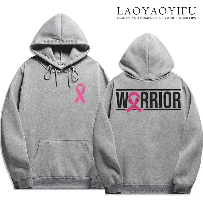 Borstkanker Sweatshirt Warrior Roze Lint Trui Vechter Tops Esthetische Vrouwen Lichaam Positiviteit Grafische Tops Lange Mouw Hoody