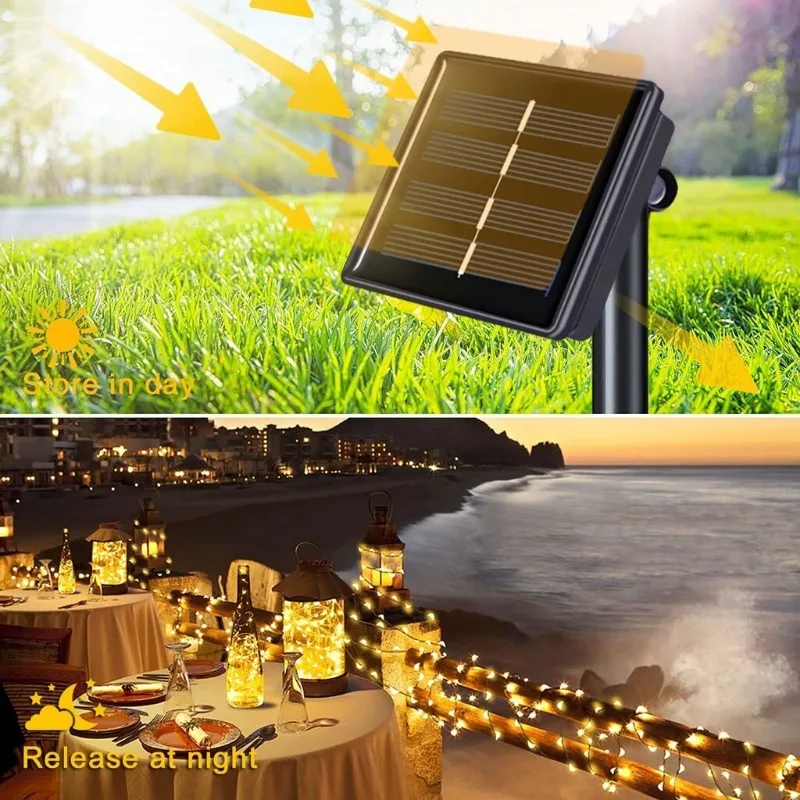 100/200/300 LED Solar Power Fairy String DIY Colorful Lights 8 Modes Christmas Lights Outdoor Wire Lamp Xmas Lighting