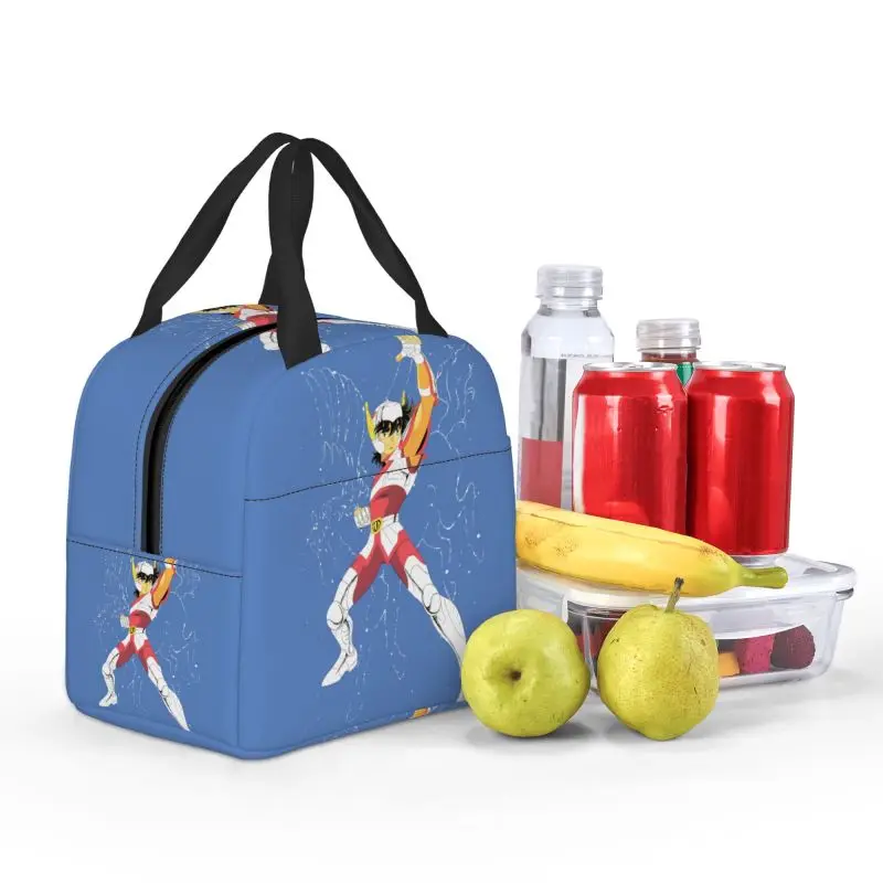 Aangepaste Saintes Seiya Anime Manga geïsoleerde lunch draagtas voor vrouwen draagbare thermische koeler voedsel lunchbox werk school reizen