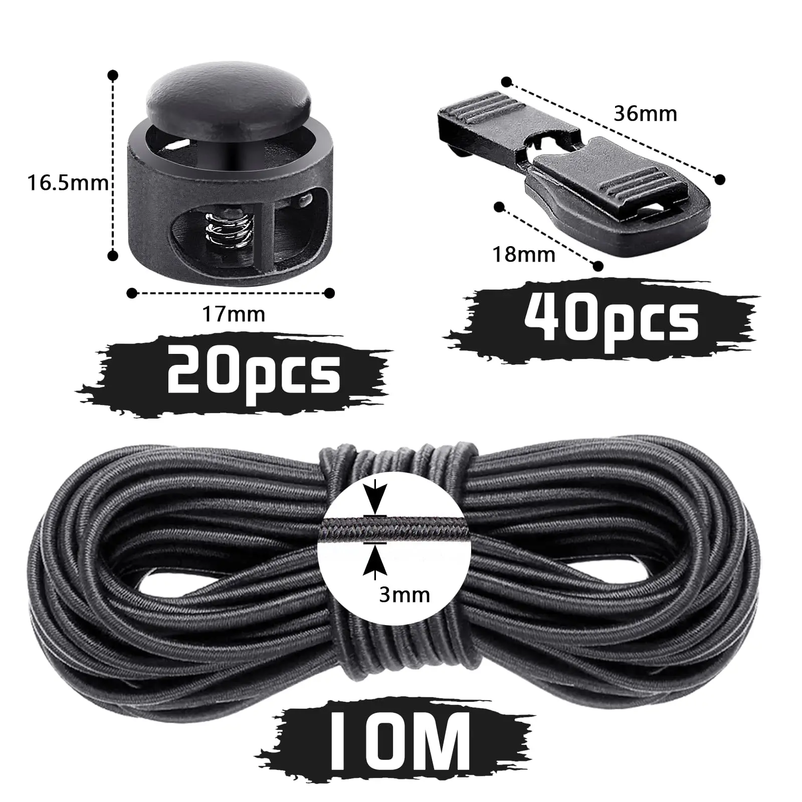 Cord Lock Plastic Spring Toggle Stopper Lanyard String Cord Clip For Drawstrings for Shoelace Clothing ﻿Featuring Elastic Toggle