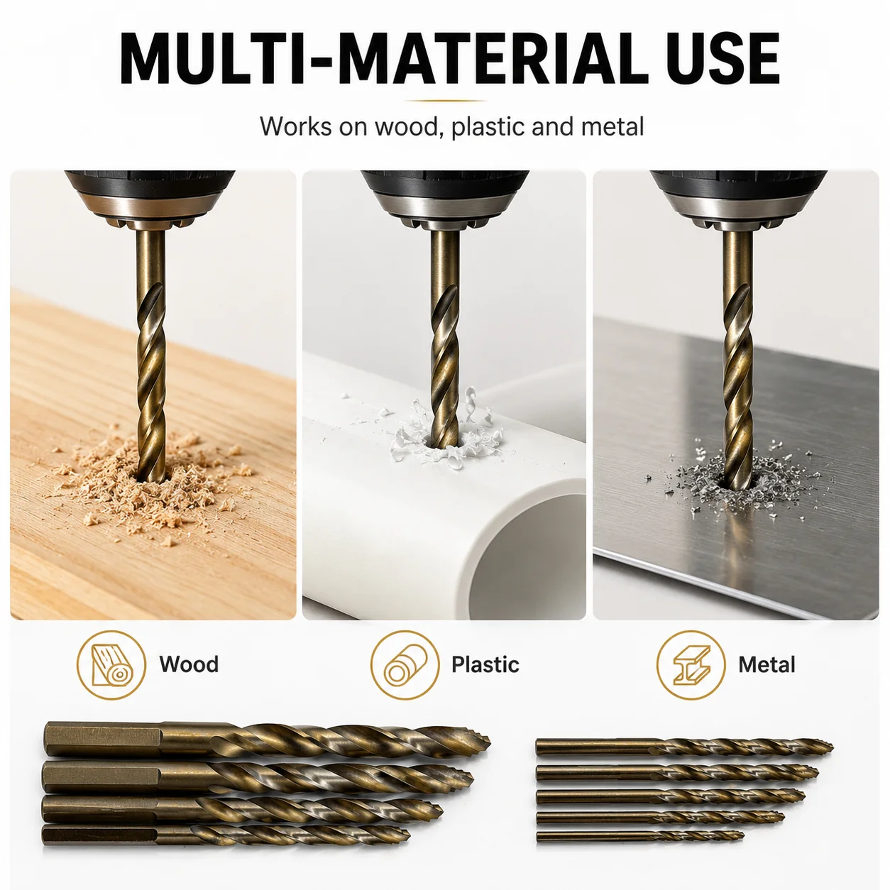 10mm Large Size Single Step Twist Drill Bit Titanium Coated Sharp Step Tip Drill Bit for Thick Metal Wood PVC Heavy-duty DIY Dri