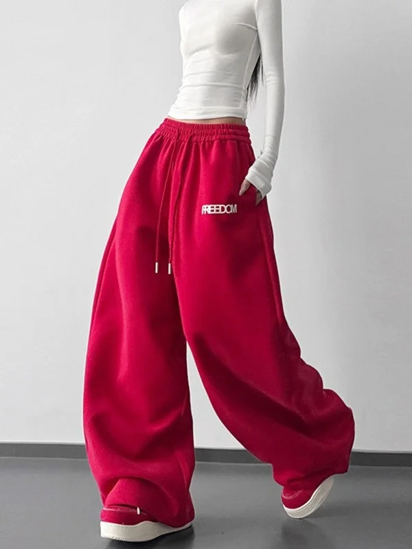 High Waist Loose Wide Leg Sports Pants for Women Casual Straight Cut Autumn Winter plus Size Fashion plus Size Women's Pants
