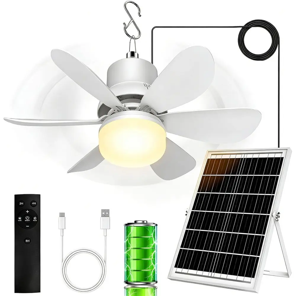 

18000mAh Rechargeable LED Patio Ceiling Fan with Remote, Weather-Resistant for Outdoor Spaces