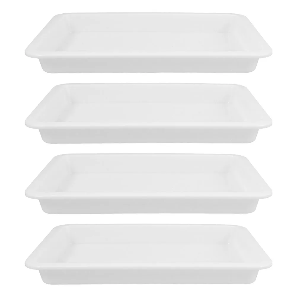 

4pcs Laboratory Tray Plastic Chemical Resistant Storage Plate For Lab Equipment Reagent Containment Leakproof Science Experiment
