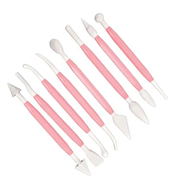 Set di strumenti per decorare torte a doppia estremità Kit di modellazione per zucchero in PVC per uso alimentare per scolpire modelli di fiori di conchiglia
