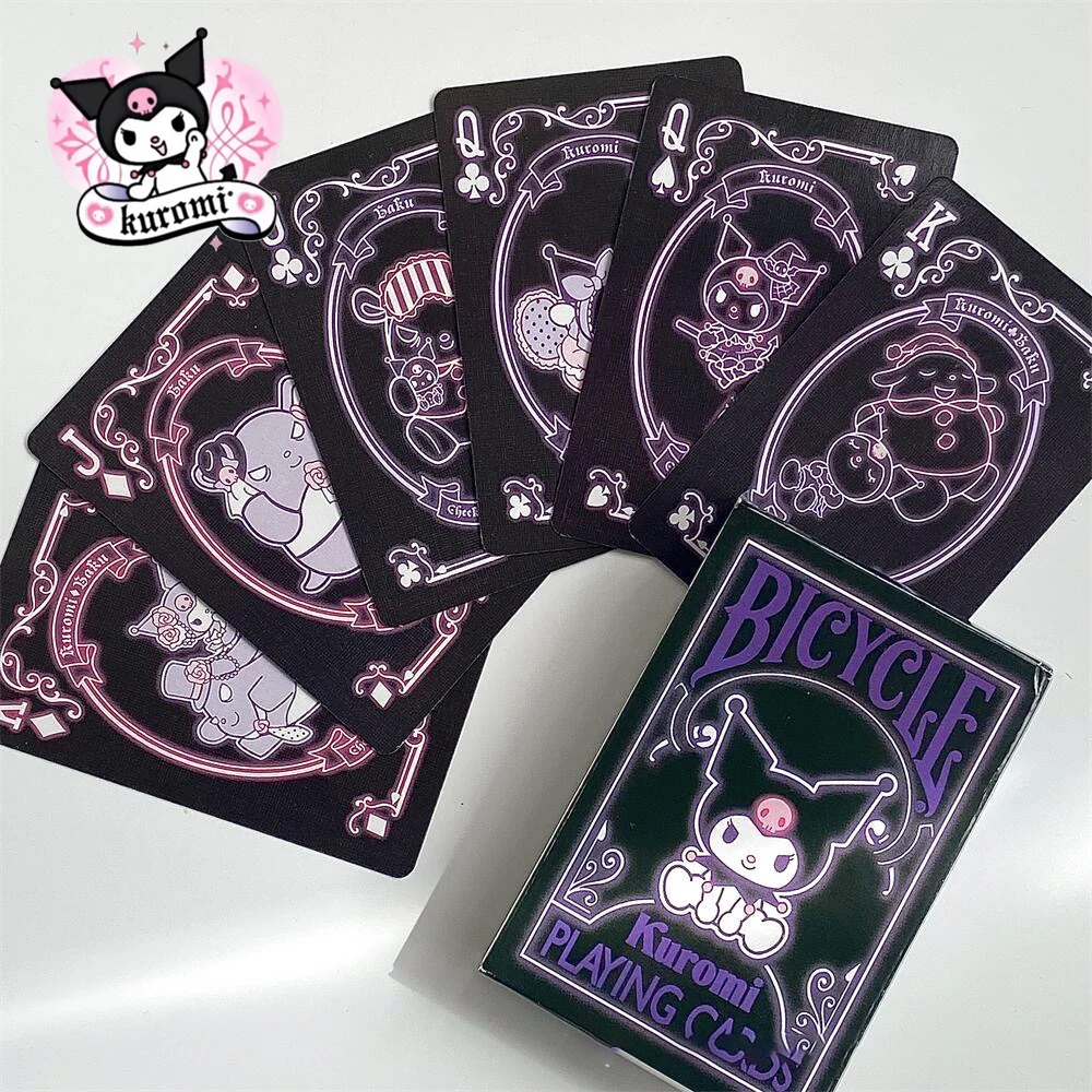 Kuromi Sanrio Black Playing Card Cute Cartoon Anime Cartoon Kawaii Print Playing Card Plush Toys for Girls Entertainm Gifts