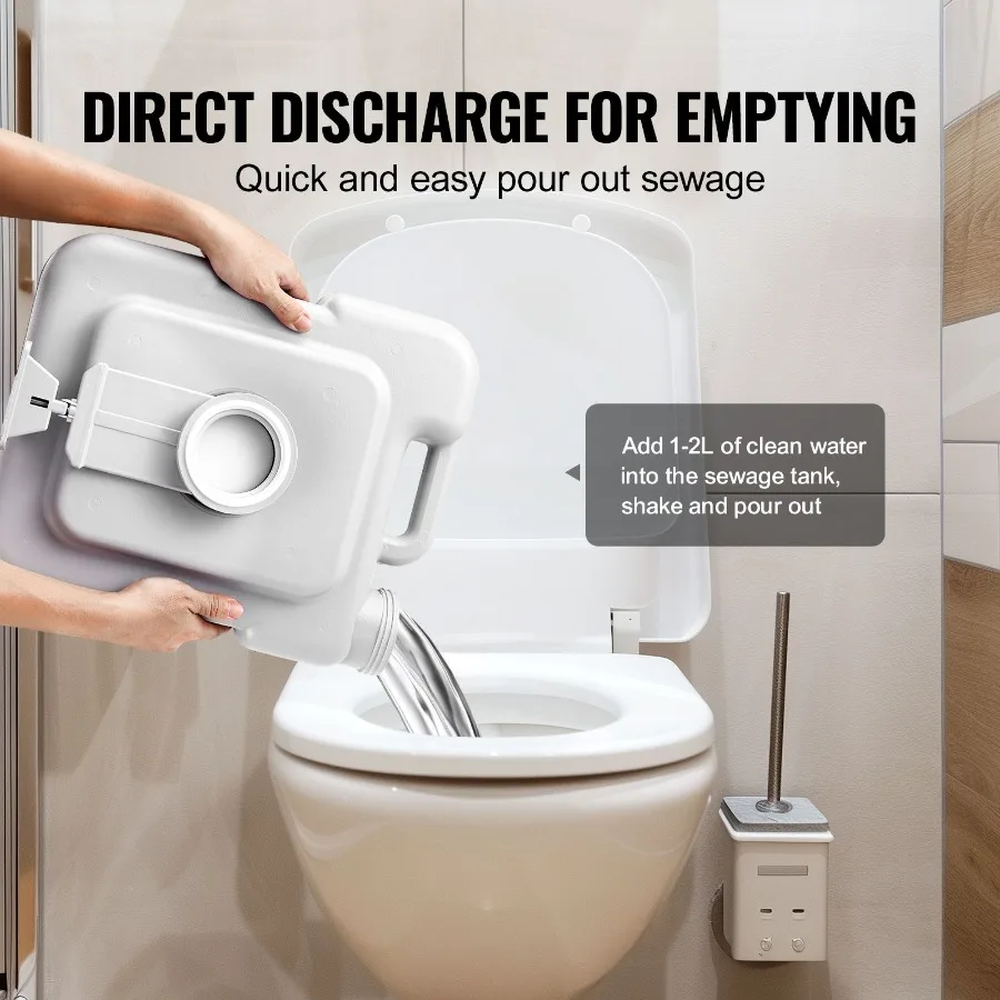 Portable Toilet for Camping, Porta Potty with Carry Bag, 5.3 Gal Waste Tank 3.2 Gal Flush Tank, Push-Button Pressurized Flush C