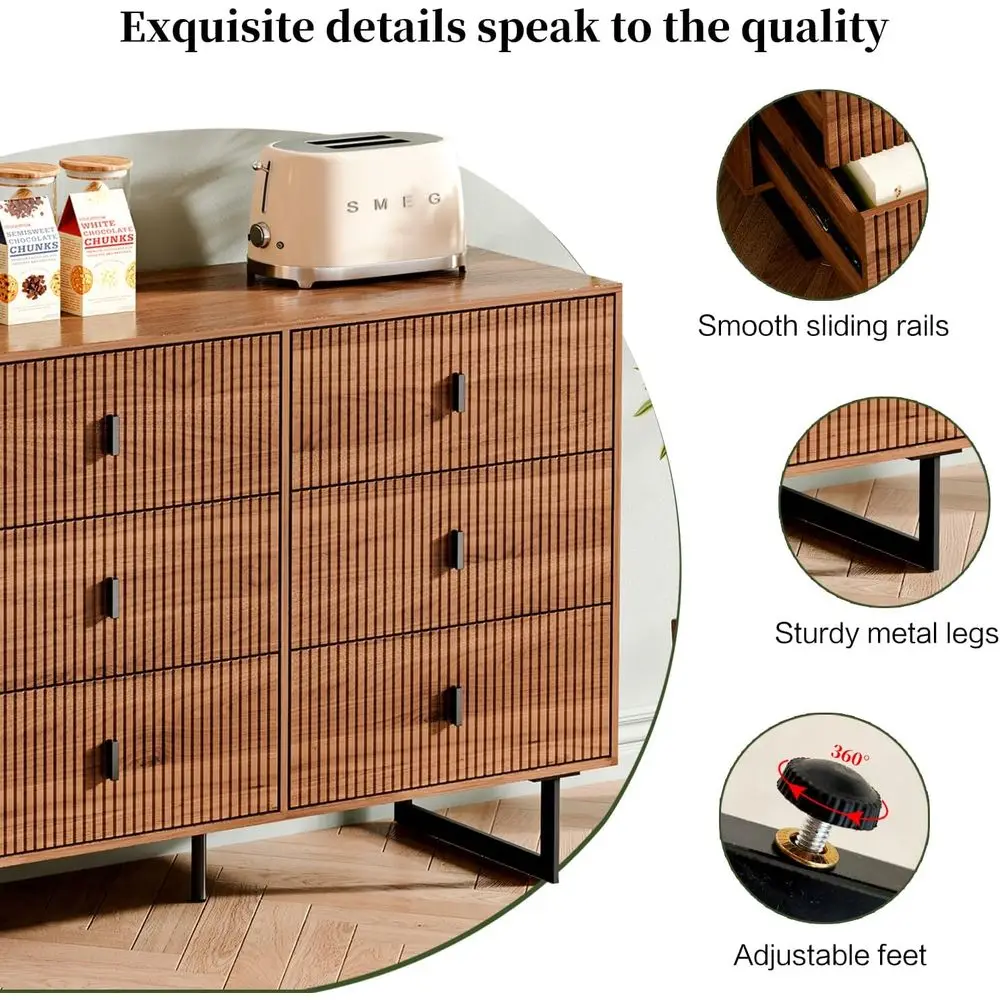 DAFIFY Baú de 9 gavetas com armazenamento profundo, organizador de roupas, anti-derramamento, acabamento em nogueira para sala de estar, quarto, corredor