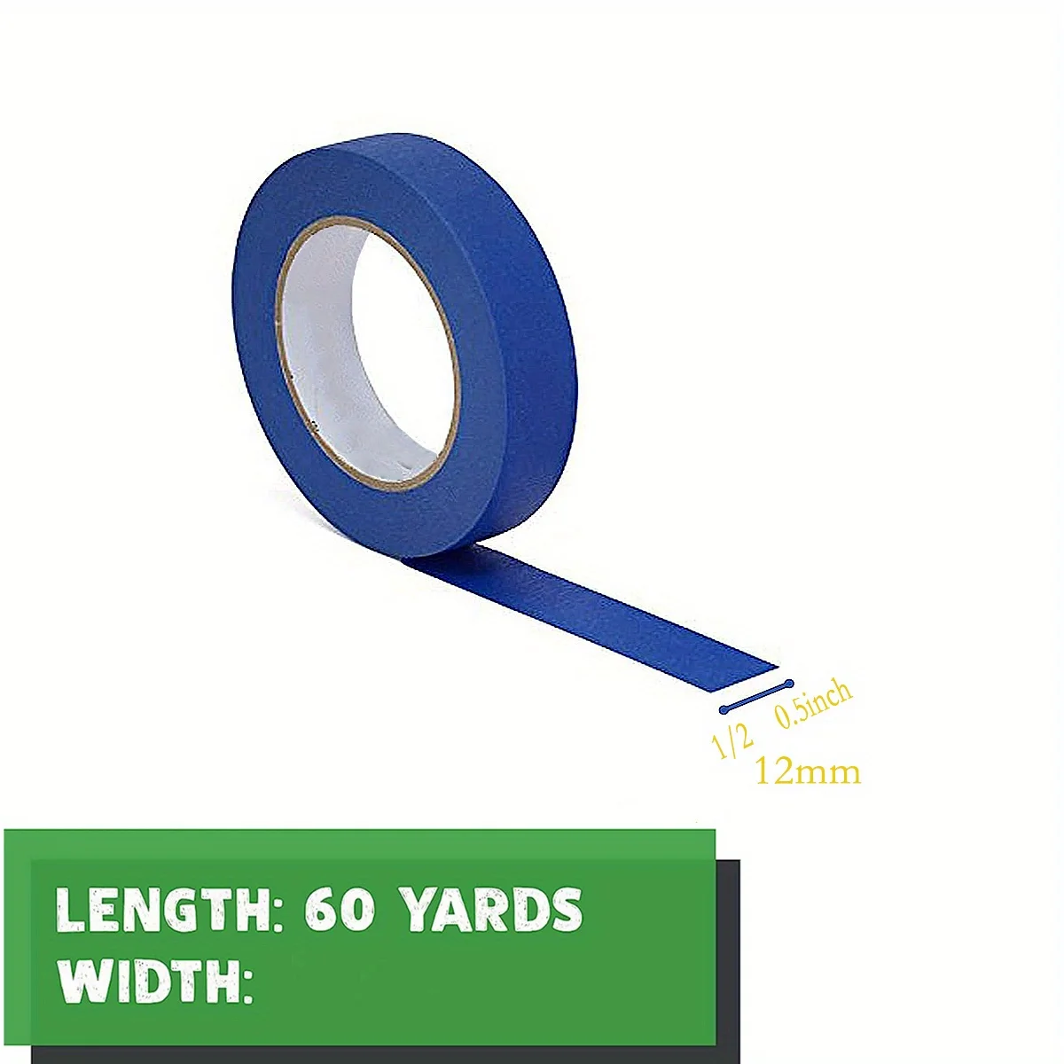 Blauwe schilderstape, 1/2 inch, 3/4 inch, 1 inch, 2 inch, Multi Size Painting Masking Tape, Clean Release Paper Tape voor thuis - afbeelding 1