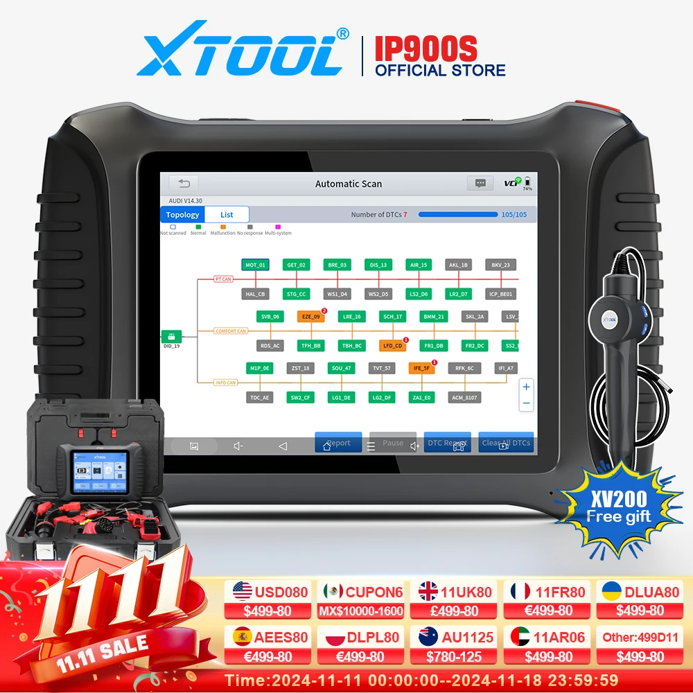 XTOOL InPlus IP900S Car Diagnostic Tools Automotivo Scanner ECU Coding Key Programming 38+ Services Topplogy Map FCA AutoAuth