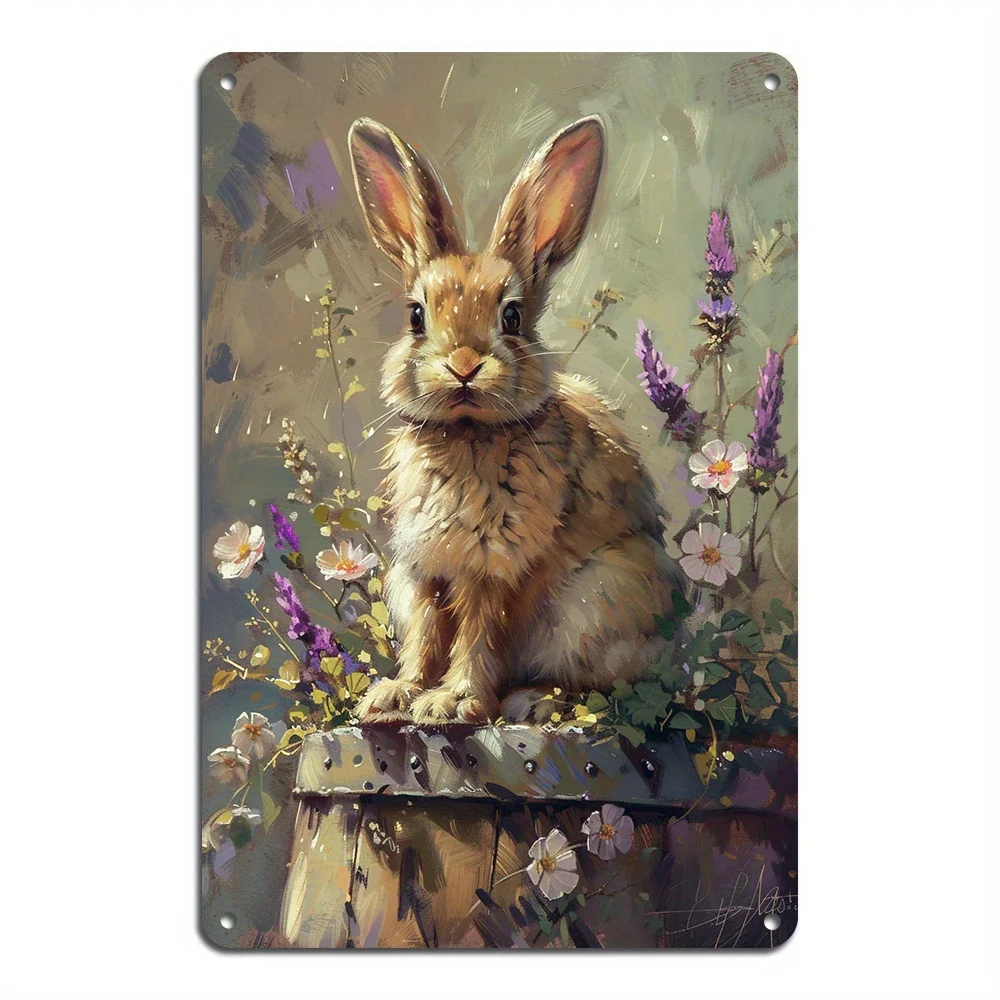 Quirky Vintage Metal Tin Brand Rabbit Flower - Select, Lovers Indoor and Outdoor Home Bar Coffee Kitchen Wall D