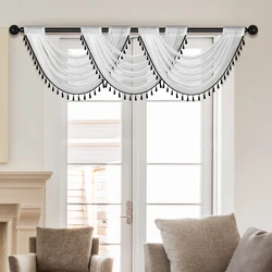 1pc White Sheer Window Valance for the Living Room，Rod Pocket， Romantic Voile Valance for the Window Door Decor