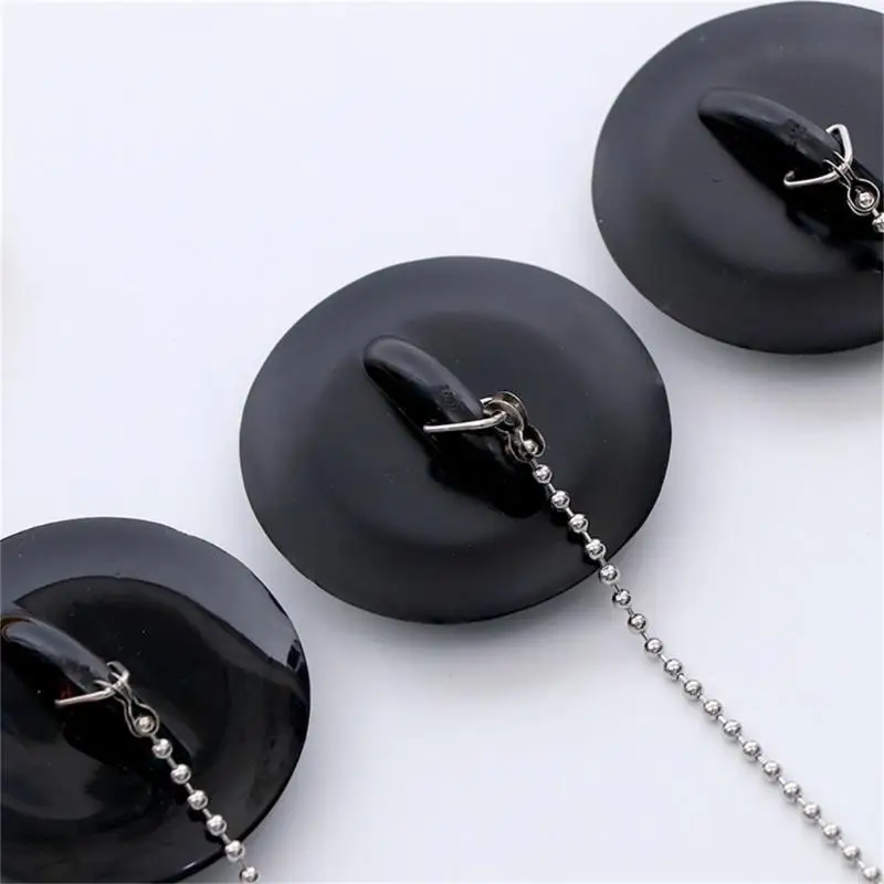Rubber Choke Tub Stopper Rubber Sink Sewer Drain Plug with Ball Chain Sink Basins Water Stopper Leakproof Easy to Use 