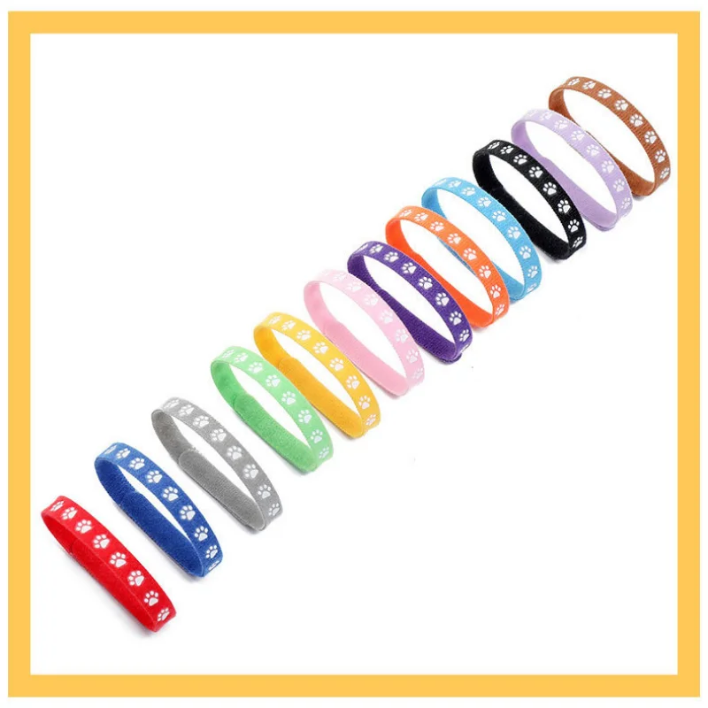 6Pcs 12Pcs Wholesale Pet Collars Puppy Kitten Identification Footprints Collar Newborn Cat Birth Milk Dog Necklace Adjustable