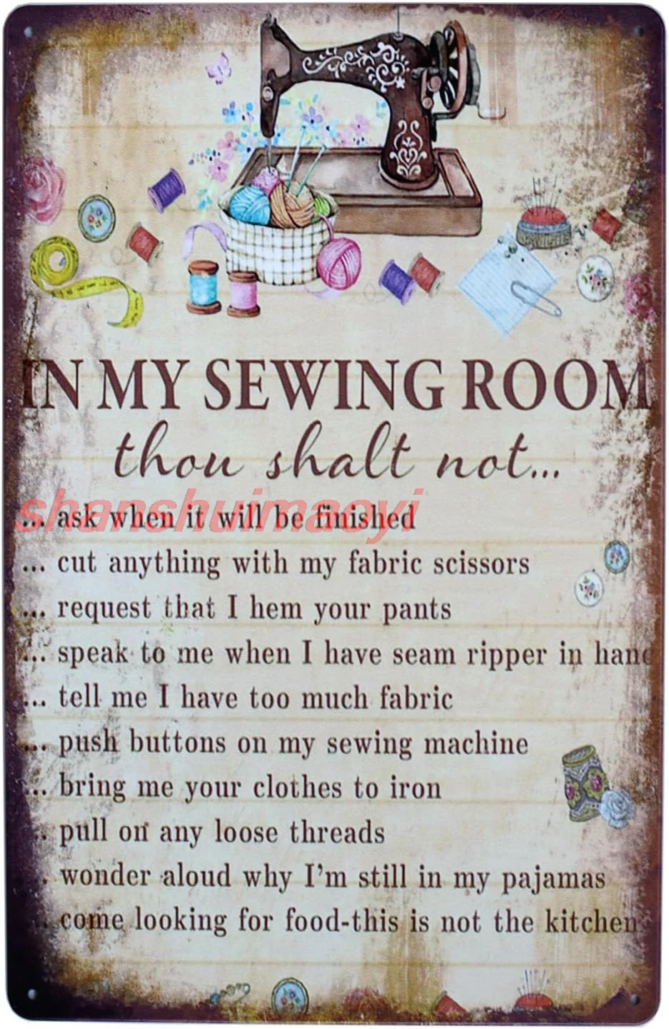 In My Sewing Room Metal Tin Sign Wall Home Decor Art Plaque Retro Vintage (My)