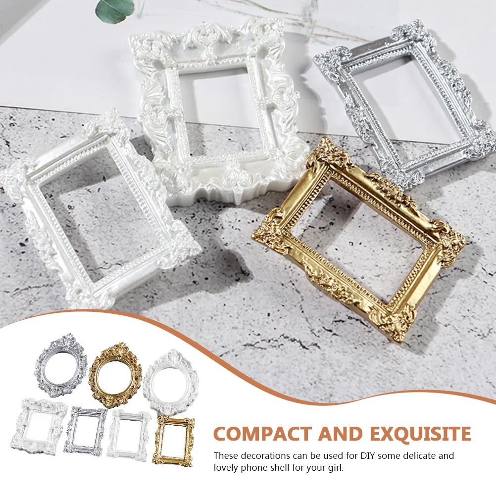 14 szt. Ręcznie Robione Mini Ramki w Stylu Barokowym, Dekoracyjne Uchwyty do Rękodzieła DIY, Kompaktowe Ramki z Żywicy, Ozdoby w Stylu Vintage