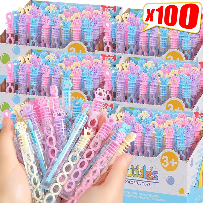 100/10 Uds botellas de jabón de burbujas coloridas tubo de varita de 5 agujeros botellas de jabón vacías de burbujas tubo regalos de boda decoración de fiesta de cumpleaños